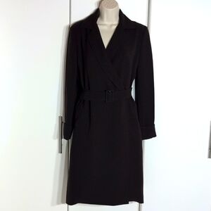 JONES NEW YORK Brown Tuxedo Wrap-Around Long Sleeve Dress  Size 4